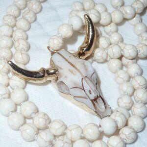 Brand New Atlanta Market Longhorn Steer Buck In Gold Tone Necklace